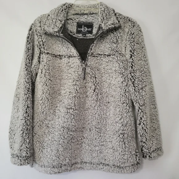 Boxercraft Sherpa Warm Cozy Grey Quarter Zip Pullover Sweatshirt Womens Size XS - Picture 2 of 11